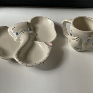 elephant divided dish and mug